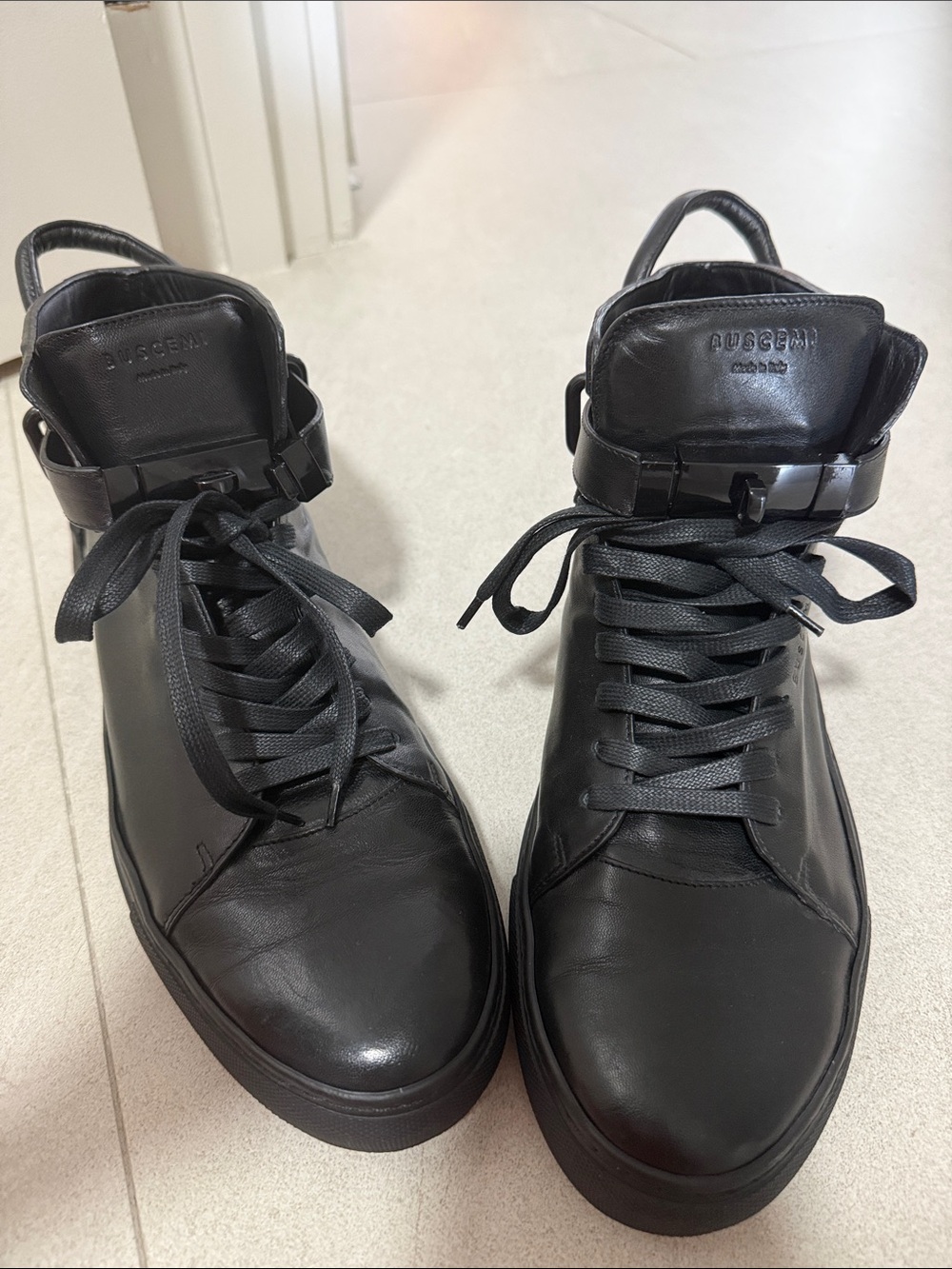 Buscemi Black Leather High-Top Sneakers for Men